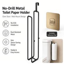 1pc Modern Metal Hanging Toilet Paper Holder, 3-Roll Capacity Bathroom Storage Rack, No-Drill Easy Installation Toilet Paper Rack, Bathroom Cabinet Side Hanging Rack, Home Bathroom Toilet Paper Holder - Multicolor - View 4