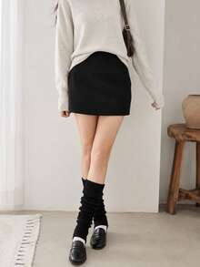 1/2 Pairs Women's Autumn/Winter Knitted Ankle Leg Warmers, Preppy Ballet Boot Cuffs For Dance, Y2K Outfits & Daily Wear - Black - View 8