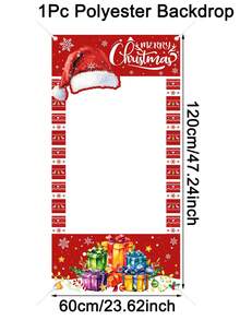 1 buah Bingkai Foto Liburan Natal, Topi Santa, Latar Belakang Cetak Hadiah Warna-warni, 60x120cm, Latar Belakang Stan Foto Poliester, Perlengkapan Pesta Natal, Dekorasi Tahun Baru - MultiWarna - View 8