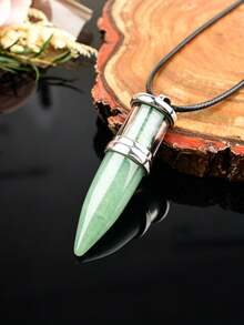 Natural Crystal Bullet Pendant Necklace, Glass Crushed Crystal Stone Necklace, Vintage Personalized Stone Accessory - Bullet Pendant - View 12