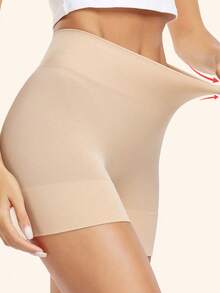 3pcs Plus Size Women's Seamless Cycling Shaper Shorts, Comfortable Smooth Sport Yoga Boxer Briefs, Women Slip Shorts - Apricot - View 4
