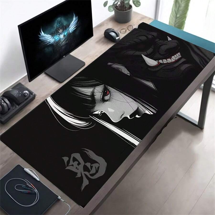 1 Japanese Oni Mask Girl Control Mouse Pad XXL Mouse Pad E-Sports Keyboard Pad Gaming Equipment Accessories Mouse Pad - View 1