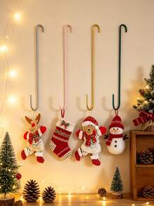 2pcs/Set Christmas Wreath Hanging Hooks, Adjustable Metal Retractable Door Hangers, Indoor Outdoor Festive Holiday Decor, Valentine's Day Decorations - Multicolor - View 5