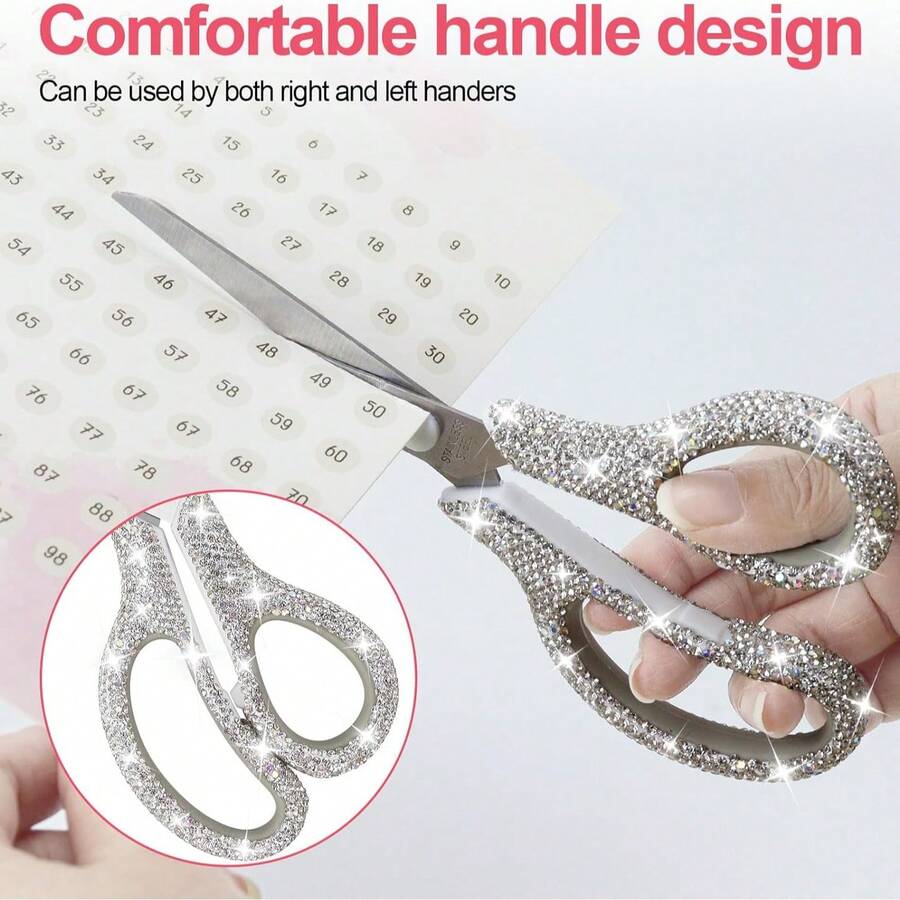 1pc Shiny Rhinestone Mini Scissors, Portable Stainless Steel Paper Cutting Scissors For Opening Packages, DIY Crafting Scissors, School Supplies, Nursing Supplies, Haircutting Scissors, Tailoring Scissors, Rhinestone Decorated Art Piece - Multicolor - View 1