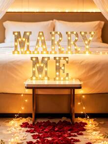21cm/8.27in Silver Letter Light Home Decor, Wedding Birthday Party Proposal Decoration Letter & Number Light, Girls Dorm Room Decoration Light, Letter Light Sign - Warm white light - View 6