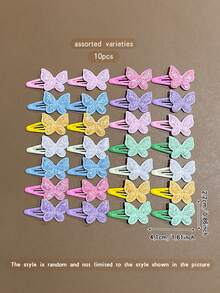 10pcs Random Color Butterfly Hair Clips, Sweet Style Hair Accessories For Daily Wear - Multicolor - View 9