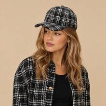 Women's Vintage Chic Autumn/Winter Warm Wool Baseball Cap, Windproof Versatile Duck Bill Hat For Travel And Daily Wear - Vintage Plaid - View 1