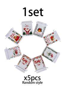 1 Set Christmas Transparent Mesh Gift Bags, Drawstring Bags, Holiday Gift Packaging Bags, Ribbon Closure. Suitable For Christmas Parties, Wedding Gifts, Jewelry And Craft Storage. - Multicolor - View 9