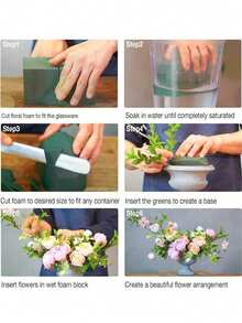 1/3/6pcs Assorted Sizes Floral Foam Blocks, Fresh And Artificial Flower Foam Bricks, Green Dry And Wet Use Floral Foam, Suitable For Fresh And Artificial Flower DIY Crafts, Wedding Decor, Gardening Projects, Table Centerpiece Decoration - A - View 7