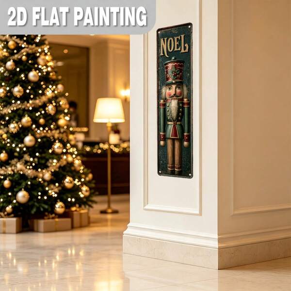 2D Flat, 1pc, Christmas Decoration Sign And Plaque, Opener Metal Sign, Opener Wall Decor, Vintage Metal Plaque, Suitable For Entrance, Porch, 40.64X10.16cm