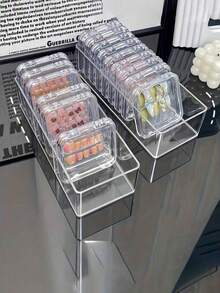 40pcs/1pc Creative Nail Art Storage Box, Transparent Acrylic Dustproof Packaging For Finished Nail Art Styles, Dedicated Nail Tip Organizer Display Box, Transparent Jewelry Storage Box, Small Card Storage Box - Transparent - View 3