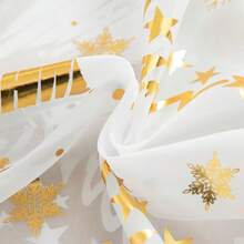 1 Panel Red Christmas Curtain, Christmas Tree & Snowflake Gold Foil Print Pattern Transparent Window Curtain, Light Filtering Window Decor, Suitable For Christmas Living Room, Bedroom, Door Curtain, Window Sheer - White - View 5