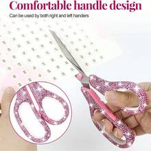 1pc Shiny Rhinestone Mini Scissors, Portable Stainless Steel Paper Cutting Scissors For Opening Packages, DIY Crafting Scissors, School Supplies, Nursing Supplies, Haircutting Scissors, Tailoring Scissors, Rhinestone Decorated Art Piece - Multicolor - View 2