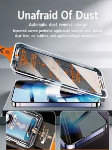 4pcs Anti-Peeping Tempered Glass Screen Protector, One-Click Dust-Free Installation, Dust-Free Chamber Full Coverage Screen Protector, Compatible With IPhone 18 Pro Max 17 16/Compatible With Samsung Galaxy S25 S24 FE A57 A36/Compatible With Xiaomi 17T 15T Poco X6/Note 13 14 4G 5G A7, Explosion-Proof, Scratch-Resistant, Anti-Peeping Privacy Protection, 9H+ High Aluminum Protection Film - Black - View 10