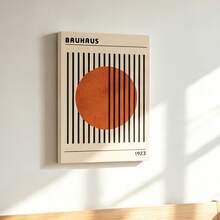1pc Bauhaus Geometric Pattern Canvas Wall Art Poster, Room Home Decor Aesthetic Decoration, Optional Frame, Abstract Retro Orange Texture Poster, Mid-Century Modern Kitchen Wall Decor - 1PC - View 10