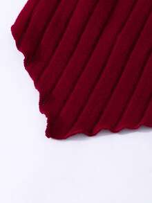 Tween Girl Vintage Sweet Style 2 Pieces Set, Off-Shoulder Ribbed Knit Long Sleeve Top With Elastic Waist Plaid Tiered Long Skirt, Fashionable Casual Outfit For Daily Wear - Burgundy - View 7