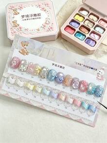 MIANEL GEL 2026 New Dreamy 3D Embossed Pat-On No-Wash 3D Micro-Carved Gradient Gel, Multiple Colors Available, Suitable For Nail Salons And DIY Home Use, LED Lamp Required - Multicolor - View 10