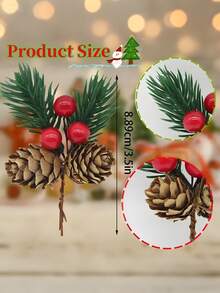 20/10/1pc Christmas Pine Cone Berry Picks, Artificial Pine Branches With Red Berries, Rustic Holiday Floral Arrangements For Christmas Tree, Wreath & Home Decor - Multicolor - View 10