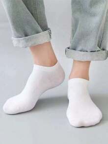 1/3/5/6/10/15/20/30 pares de calcetines tipo barco de moda diaria para hombres y mujeres, estilo simple casual de corte bajo - Multicolor - Ver 5