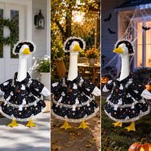 Halloween Ghost Goose Costume, Cute Spooky Porch Goose Outfit With Lace Dress, 23 Inch Goose Statue Decor For Front Door Yard Lawn Halloween Party - Multicolor - View 8