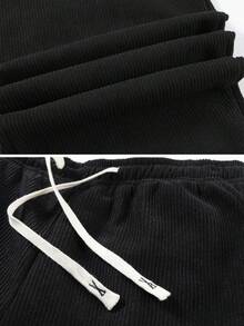 Men's Autumn/Winter Thermal Lined Thick Straight Leg Casual Fashion Minimalist Long Pants - Black - View 6