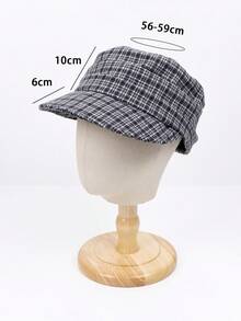 Women Houndstooth Newsboy Cap, Vintage Plaid Peaked Hat, Face-Slimming Octagonal Cap, Fall Winter Essential, Maillard Style, For Commute Outing - Plaid Newsboy Cap - View 8