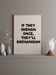 1件 If They Shenan Once They'll Shenanigan 帆布牆面藝術，無框，幽默諷刺大膽排版文字印花，俏皮中性米色海報，適合客廳臥室宿舍公寓室內牆面裝飾，家居裝飾，禮物 - 字母H款 - 查看 3