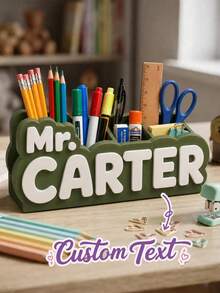 Personalized Name Pencil Holder, Custom Desk Organizer With Letter Design, Cute Stationery Storage Box For School Office & Bedroom - Multicolor - View 6