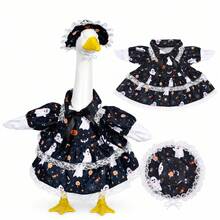 Halloween Ghost Goose Costume, Cute Spooky Porch Goose Outfit With Lace Dress, 23 Inch Goose Statue Decor For Front Door Yard Lawn Halloween Party - Multicolor - View 9