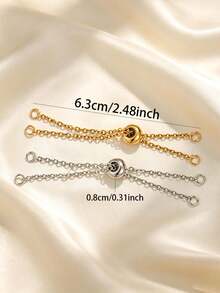 1/2pcs 304 Stainless Steel Adjustable Chain End Connector, DIY Silicone Pull Chain, Brass Positioning Flat Bead Spacer Jewelry Accessory - Pull-out Adjuster - View 2