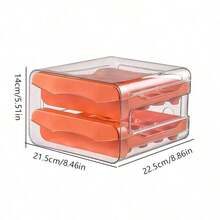 Double Layer Transparent 32-Grid Egg Storage Box, Stackable Household Egg Tray, Smooth Glossy Finish, With Convenient Handle, Suitable For Kitchen And Refrigerator Storage, Modern Kitchen Essential - Multicolor - View 7