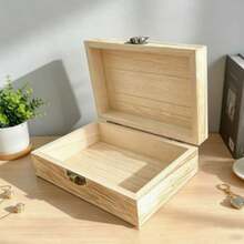 1pc Wooden Storage Box - Handmade, Jewelry & Cosmetics Organizer, Desktop Accessory, Gift Box, Keepsake Box, Ample Storage Space, Suitable For Home Organization, Perfect For Storing Jewelry And Cosmetics, (Slight Color Variation In Wood Is Normal) - Multicolor - View 7