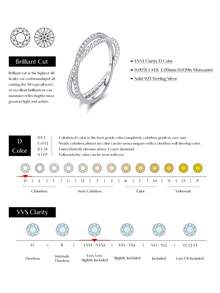 MODIAN D Color Moissanite Ring 925 Sterling Silver Double Band Beaded & Pave Setting Lab Diamond Finger Rings For Women Jewelry - Silver - View 3
