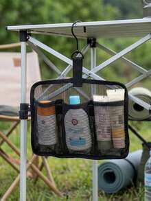 Portable Large Capacity Mesh Storage Bag With Compartments And Hooks, Toiletry Bag (Suitable For Shower, Travel, Camping, Gym And Daily Use) - Multicolor - View 4