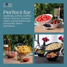 5 Pack White Angled Plastic Serving Bowls Disposable For Party Table 8oz - White - View 5