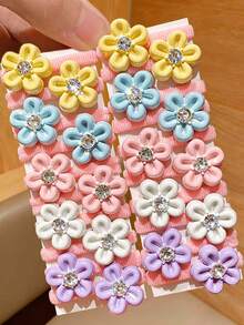 20 buah Ikat Rambut Bunga Macaron Rhinestone, Aksesori Rambut Gaya Manis, Cocok untuk Gaya Rambut Ekor Kuda, Setengah Terikat, dan Sanggul - Warna campuran - View 3