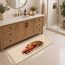1pc, Autumn Truck Pattern Printed Faux Cashmere Kitchen Mat, Absorbent Kitchen Rug, Kitchen Carpet, Long Runner Mat, Sink Front Mat, Suitable For Kitchen, Bathroom, Entryway, Hallway, Laundry Room And Home Decor - Multicolor - View 11