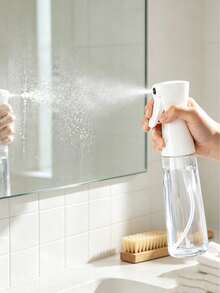 1pc Press-Type High Pressure Fine Mist Spray Bottle, Transparent Portable Refillable Spray Bottle, Home Disinfection Cleaning Sprayer, Gardening Plant Watering Spray Bottle - Transparent - View 8