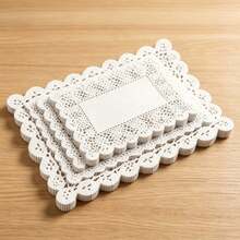 150PCS White Disposable Lace Paper Doilies, Assorted Size Rectangle Placemats, Elegant Decorative Paper Pads For Tables, Cakes, Desserts, Coffee, Crafts, Wedding Tableware And Food Packaging - White - View 2