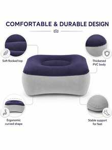 Inflatable Ergonomic Foot Rest Pillow, Portable Soft Elevated Foot Stool Cushion, Lightweight Foot Support Pad For Office Desk Home Sofa Airplane Travel Relieve Leg Fatigue - Multicolor - View 6