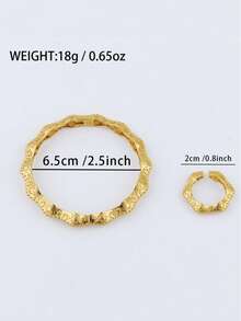 Letingsha Vintage Gold-Plated Hollow Fine Chain Lace Texture Gold Jewelry Set, Suitable For Party Bracelet And Ring Combination, Perfect For Engagement - Yellow Gold - View 5
