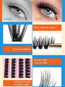 Thick Voluminous Natural Soft 30D-100D Individual Lash Extensions 8-16mm Mixed 0.07mm D Ultra Lightweight 10 Rows 200 Clusters Single Cluster 3D Effect Long Lasting DIY Handmade False Eyelashes - D - View 2