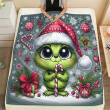 The Grinch بطانية فلانيل خضراء بتصميم وحش، بطانية فلانيل ناعمة ودافئة وسميكة للشتاء، بطانية قيلولة مكتبية بتصميم شخصية كرتونية أنمي لطيفة، بطانية دافئة للتخييم في الهواء الطلق، بطانية مرتبة دافئة للشتاء، بطانية أريكة، بطانية سفر، بطانية سرير، بطانية تكييف هواء، بطانية شال دافئة لمقعد السيارة، هدية عيد الميلاد للعائلة والأصدقاء، زي هالوين - متعدد الألوان - مشاهدة 4