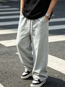 Men's Casual Sports Pants, New Straight Leg Drawstring Casual Pants, Best Gift Choice For Husband/Boyfriend, Autumn/Winter - Light Grey - View 6