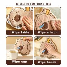 1pc Capybara Hand Towel With Hook, Coral Fleece Towel For Table Cleaning, Hanging Cute Hand Towel, Bathroom Small Towel For Hand Washing, Kitchen Absorbent Cloth, Multiple Styles Available - Multicolor - View 7