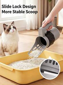 Cat Litter Scoop With Trash Can, Portable Large Capacity, 2-In-1 Cat Litter Scoop And Trash Can, Comes With Trash Bags, For Cleaning Cat And Dog Waste, Essential Tool For Pet Owners - Multicolor - View 9