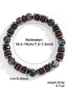 1pc Simple Luck Rain Stone Beaded Bracelet For Men Boho Wood Coconut Shell Lava Stone Charm Bracelet Accessories Jewelry Party Gifts - Multicolor - View 3