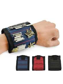 Tool Wristband, 3 Rows 6 Magnets Strong Magnetic Wristband, Magnetic Tool Holder, Powerful Adsorption, Repair Tool Wristband, Used For Fixing Screws, Nails, Drill Bits And Small Metal Parts - Multicolor - View 1