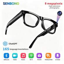 SENBONO Smart Glasses With Camera, 8MP Camera, Supports Photo, Audio Recording, Video Recording, Translation, Bluetooth Calls & Music, Touch Control, AI Recognition, Suitable For Travel And Outdoor - View 9