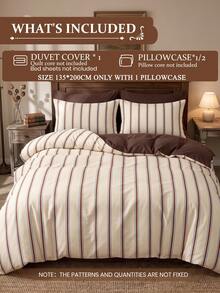 2/3 Piece White Striped Pattern Duvet Cover Set, Bedding, Comfortable & Breathable, Lightweight & Anti-Pilling, Machine Washable, Room Decor, Bedroom Decor, Dorm Bedding, All Season, Suitable For Twin/Full/Queen/King/California King Bed, Autumn Home Decor - Multicolor - View 3